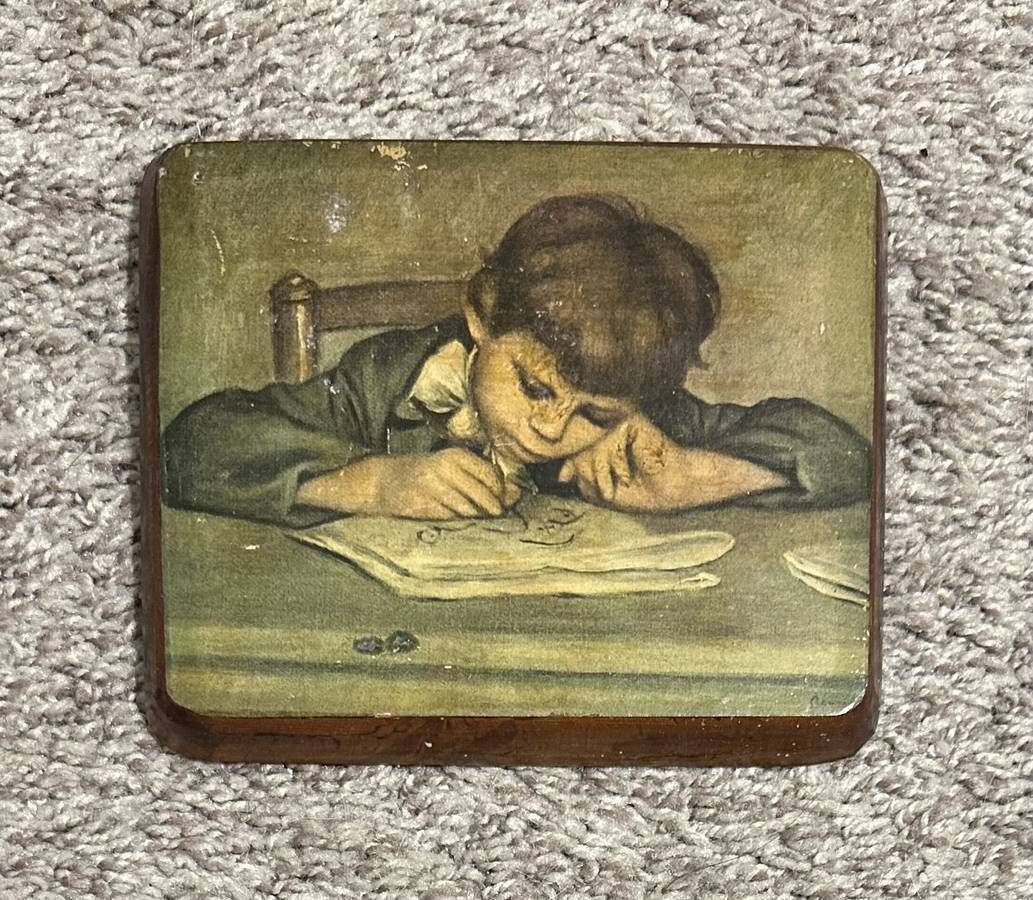 Vintage The Artists Son Jean Drawing By Pierre Auguste Renoir Wood Plaque Fine Art Wall Decor