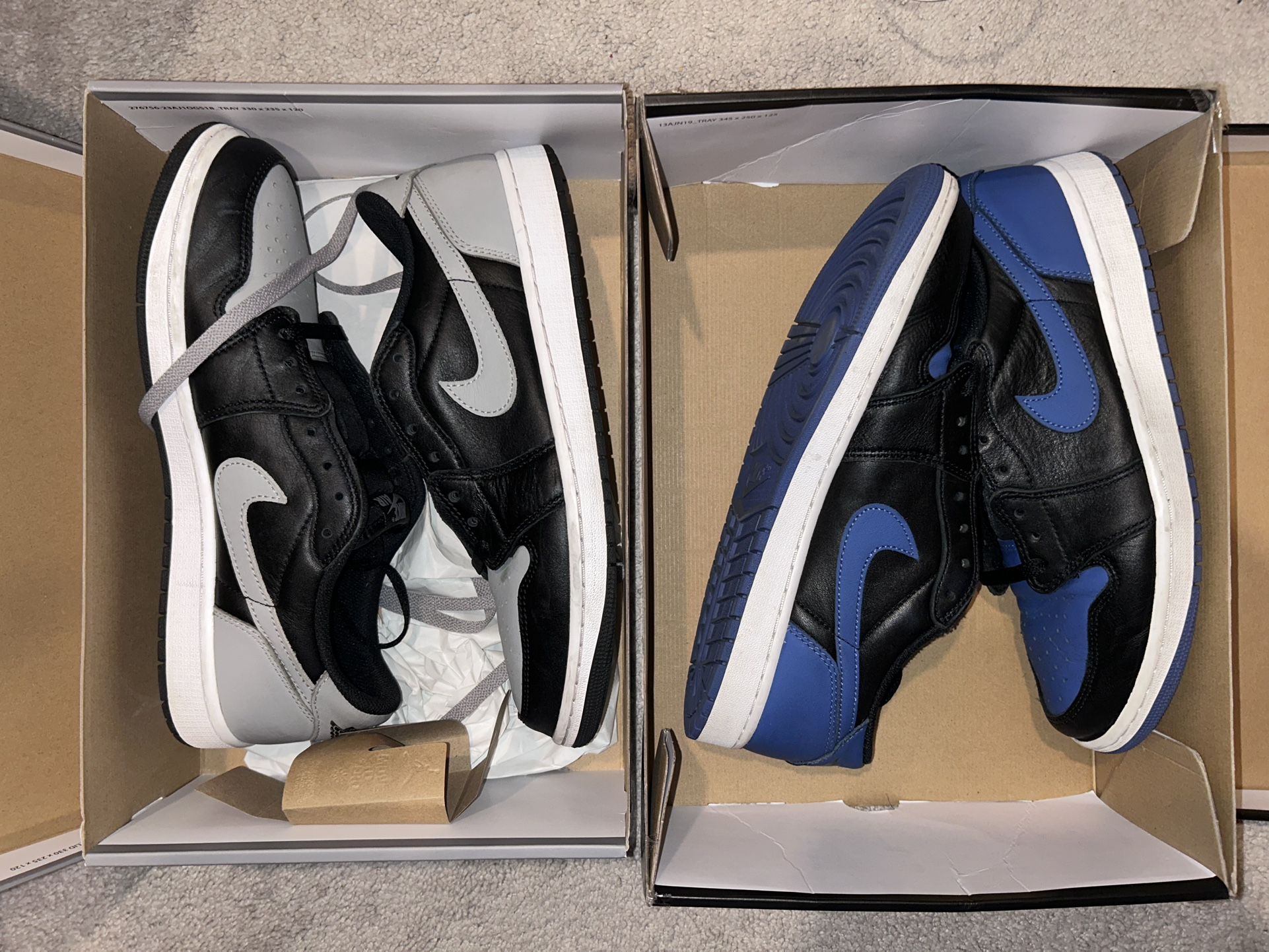 Jordan 1 OG Low ‘Shadow’ and ‘Mystic Navy’ size 11
