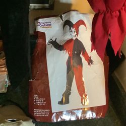 California Costume child size medium Evil Jester costume worn once all pieces present clean and ready to go Perfect Halloween Costume Comes with mask,