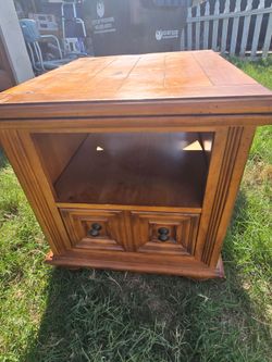 Broyhill Wood Table with Storage Shelf and Drawers