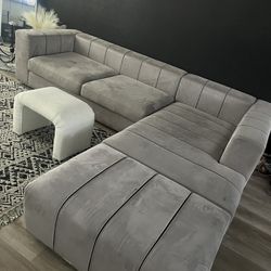 Gray Suede Couch 