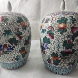Set Of Chinoiserie Porcelain Melon/Ginger/Temple Jars With Lids