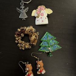 Christmas pins angel keychain bear earrings