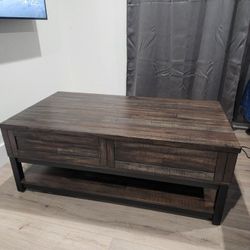 Lift Top Coffee Table with Storage - Rustic Brown!