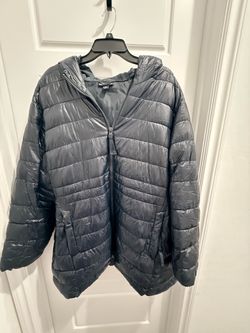 Gray Lightweight Puffer Jacket with Hood