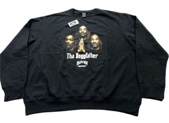 Tha Doggfather Snoop Dogg Death Row Records Black Crewneck Sweatshirt Mens 5XL