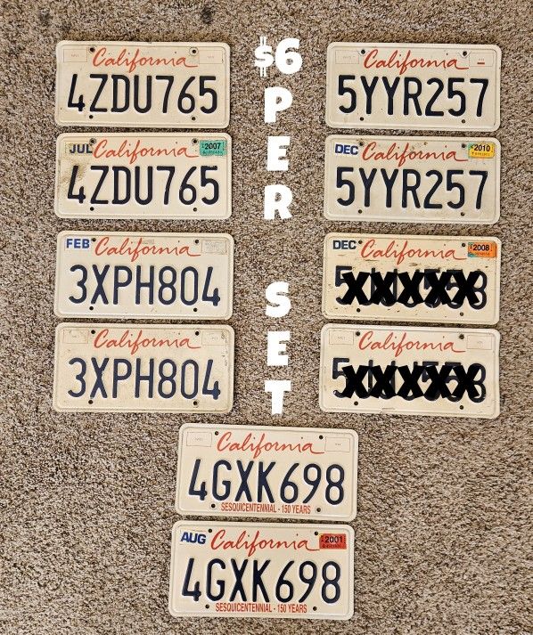 EXPIRED/EMBOSSED CALIFORNIA LICENSE PLATE SETS