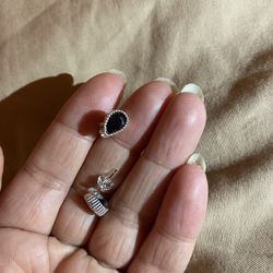 Real Silver Zircon Diamond Stud Earrings 