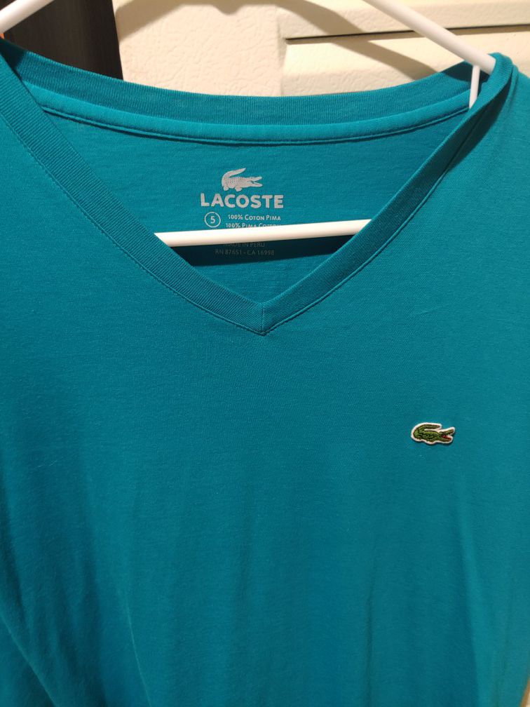 Lacoste new never worn Teal soze 5 V neck