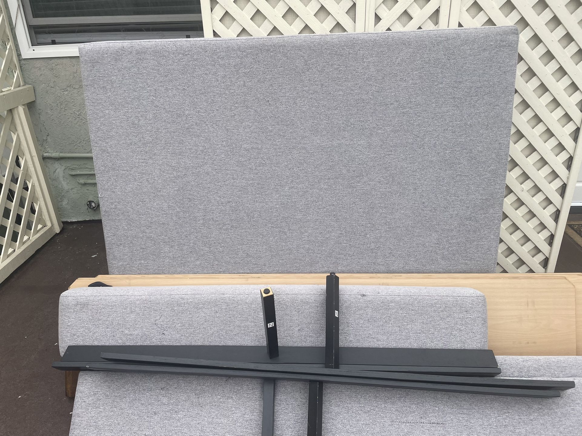 Queen Grey Cushioned Bed Frame