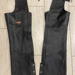 Harley- Davidson Women’s Black Motorcycle Riding HD Leather Chaps Size Medium(M)