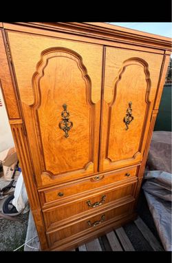 Vintage Wood Armoire Dresser