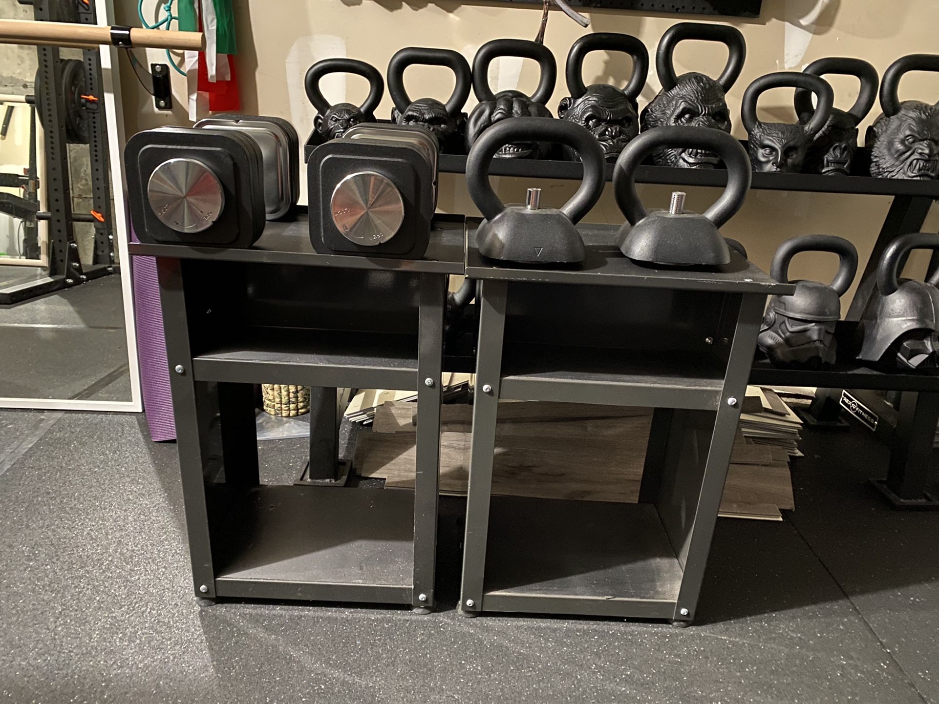 IRONMASTER ADJUSTABLE DUMBBELL 75 LB SET STAND AND TWO ADJUSTABLE