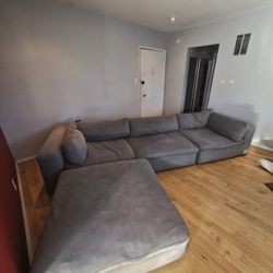 Modani Bloom 4-Piece Modular Sectional – Feather/Down “Cloud” Sofa – Custom Grey