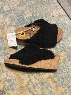 New Papillio Birkenstock Namica Teddy Womens Size 6 EU 37 Wedges Shearling Mules