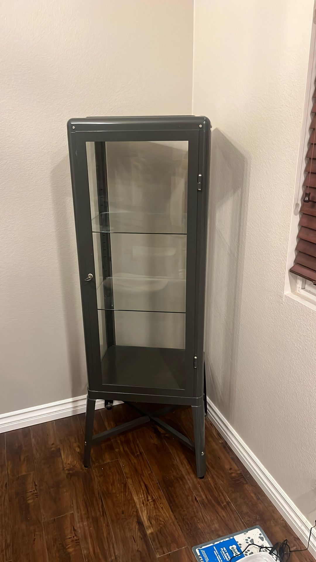 Curio Cabinet In Modern Grey Lovely Great Condition