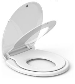 Toilet Seat with Toddler Seat,17” Toilet Seat Cover - Toddler Potty Training Seat Built-In, Soft-Close PP with Durable Hinges, Release with Hardware,E