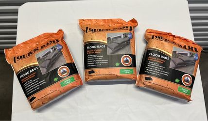 3x Quick Dam QD1224-6 Water Activated Flood Bags Self Expanding Sandless Sandbag Alternative Barrier Home Basement Garage Doorway Protection Emergency