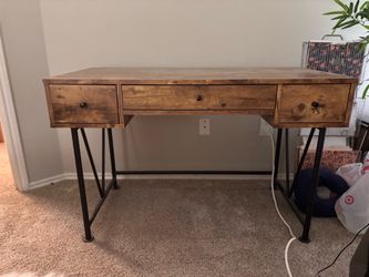 Rustic Wood and Metal 3-Drawer Desk