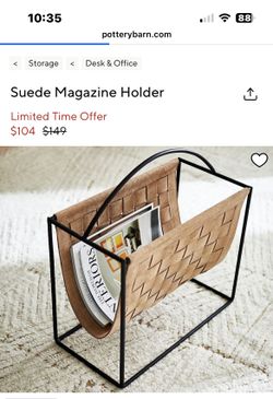 Pottery Barn Suede Magazine Holder