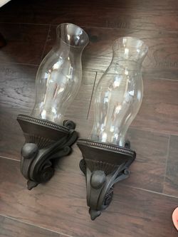 Wall Sconce Candle Holders with Glass Hurricanes – Set of 2