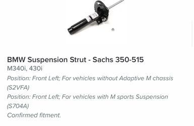 BMW Suspension Strut - Sachs 350-515 M340i, 430i