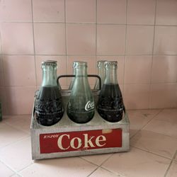 1950’s Coke Holder And Bottles 