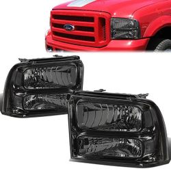 LA Zona Auto Parts 2005 to 2007 Ford F250 F350 F450 F550 Smoked Headlights Luces Micas Caralveras ahumadas 