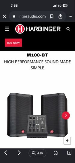 Harbinger m-100bt with 2 speakers with stands