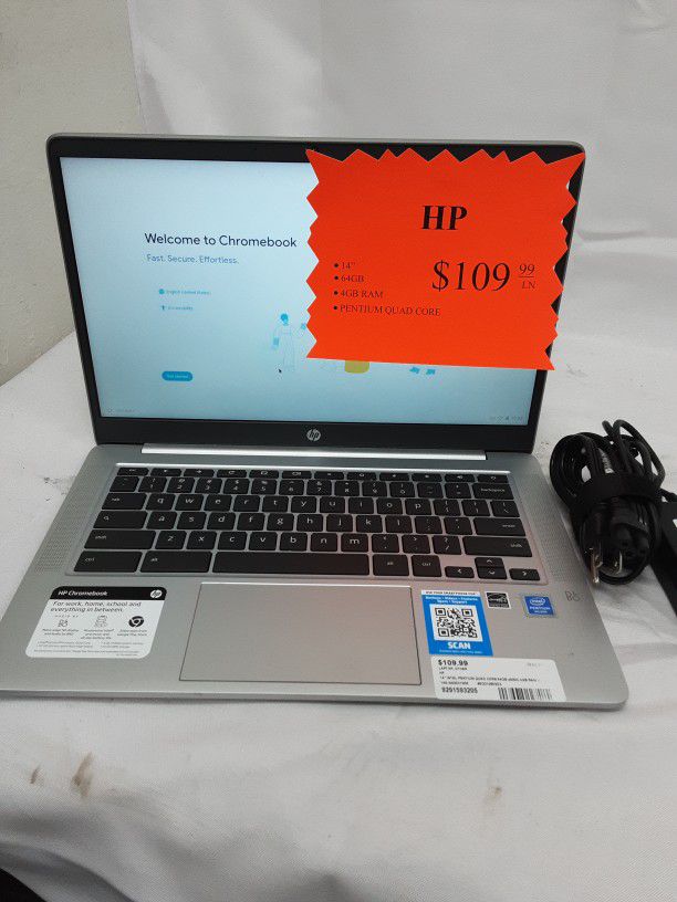 Hp Chromebook 64gb W/charger 929 159 3205 