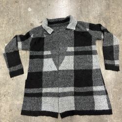 Checkered Plaid Black And White Light Overcoat.