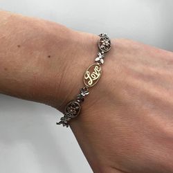 10K Solid Yellow & Rose Gold Sterling Silver 925 JCM Ladies Bracelet  7.25'' 5.5 grams