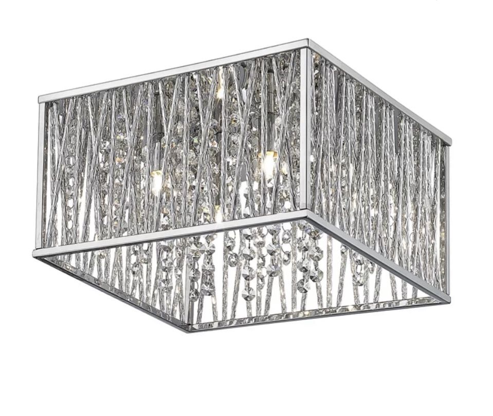 Chrome And Crystal Flush Mount Light Fixture by Home Decorators Collection