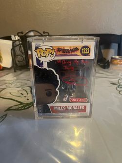 Signed Funko Pop Miles Morales #1233  with quote and psa