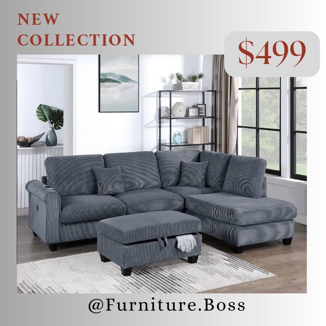 Sectional Sofa With Ottoman Or Sofa + Loveseat Only $499