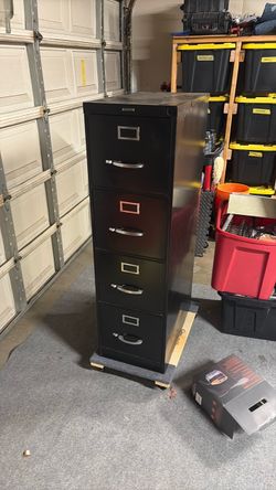 4-Drawer Black Metal Filing Cabinet