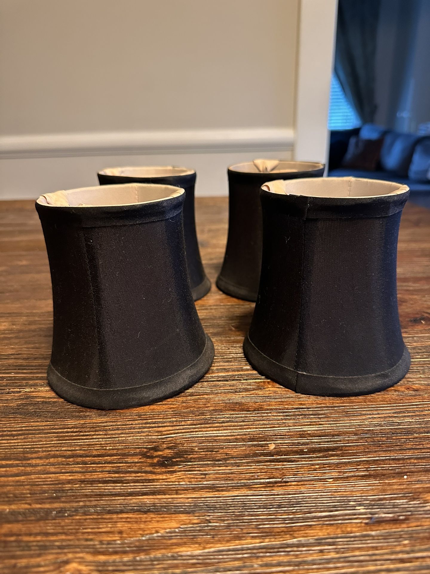 4 Black Fabric Chandelier Shades For Full Size Lights With A Candelabra Bulb
