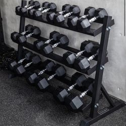 Rubber Hex Dumbbell Set all Sizes 5-50 Lbs. 