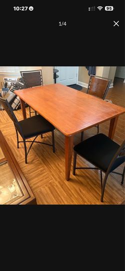 Dining Table and 4 Newly Upholstered Chairs