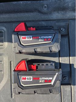 Brand new 5.0 Milwaukee battery $60 each. Firm on price
