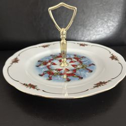 Old Fashioned Christmas by Christineholm Porcelaine Serving Luncheon-Dessert Plate with Handle Disc (circa 1(contact info removed))