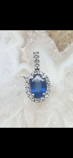 10k sapphire and diamond pendant