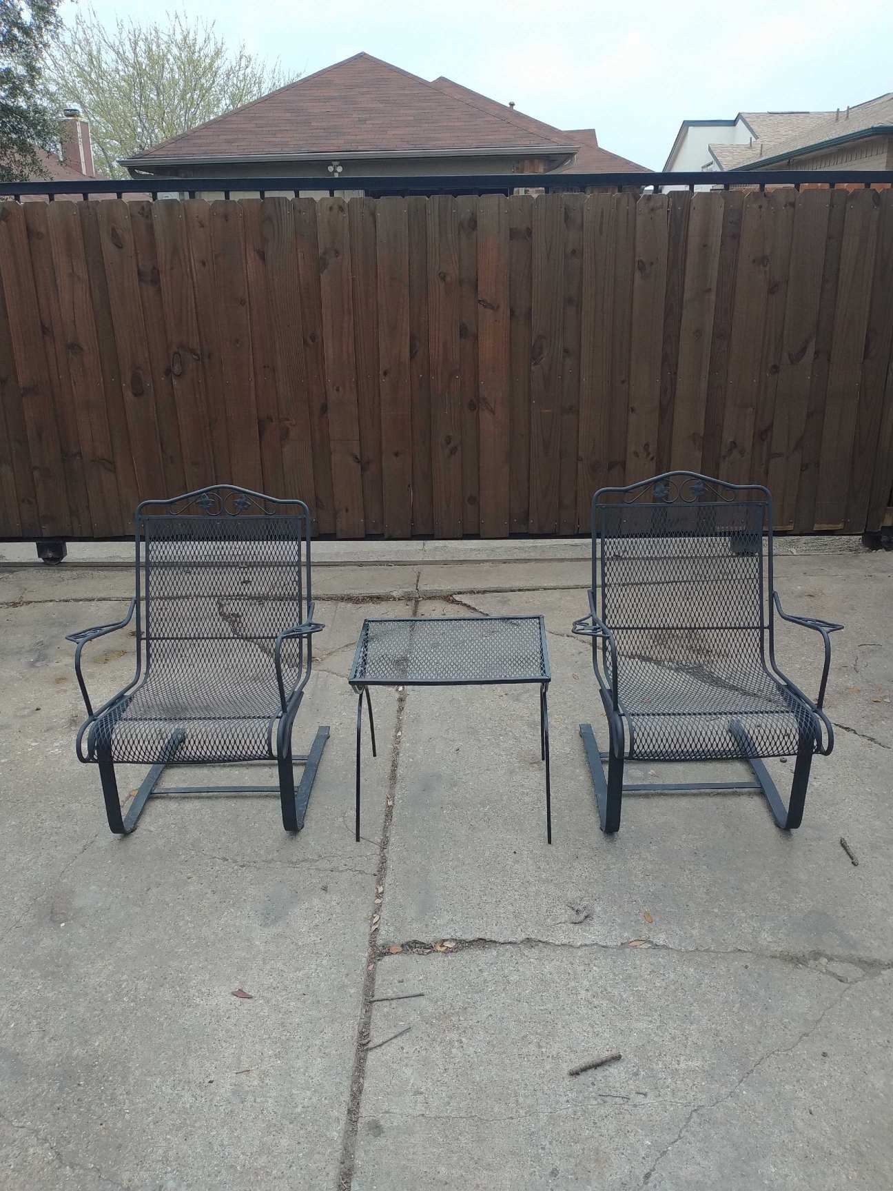 Wrought Iron Rocking Chairs with Table