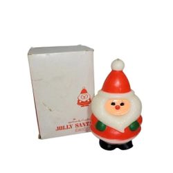 Vintage Hallmark Jolly Santa Candle with Original Box 1960s Christmas Decor New