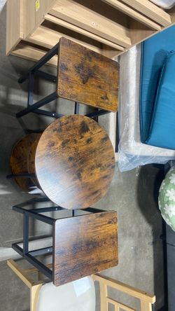 Industrial Round Table and Stools Set