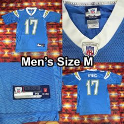 Reebok Philip Rivers San Diego Chargers Blue Jersey Mens Size Medium