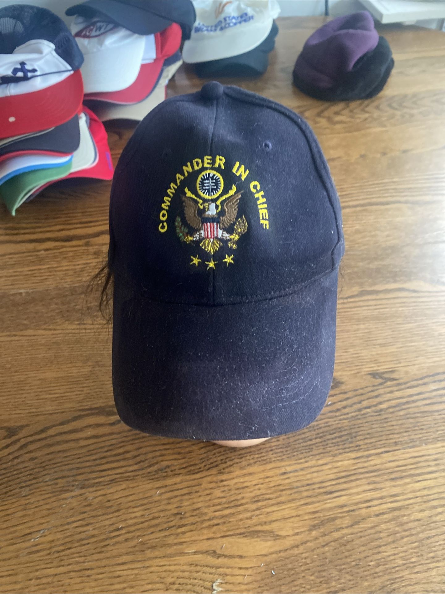 Commandeered in Chief Baseball Cap Navy Blue Embroidered Adj