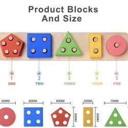 🆕 In 📦 Toddler Toys for1️⃣-6️⃣Year Old Birthday Gifts,Montessori Wooden Educational Toys for Kids Learning Puzzles Shape Sorter Toy