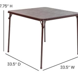 33.5" Square Folding Multipurpose Card Table with Padded Vinyl Top, Portable Folding Game Table for 4 Players, Brown