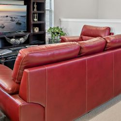 Modern Red Sofa & Chair Set - Living room